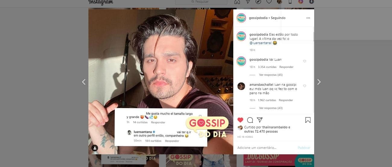 Luan Santana divertiu os seus fãs (Foto: Reprodução/Instagram)
