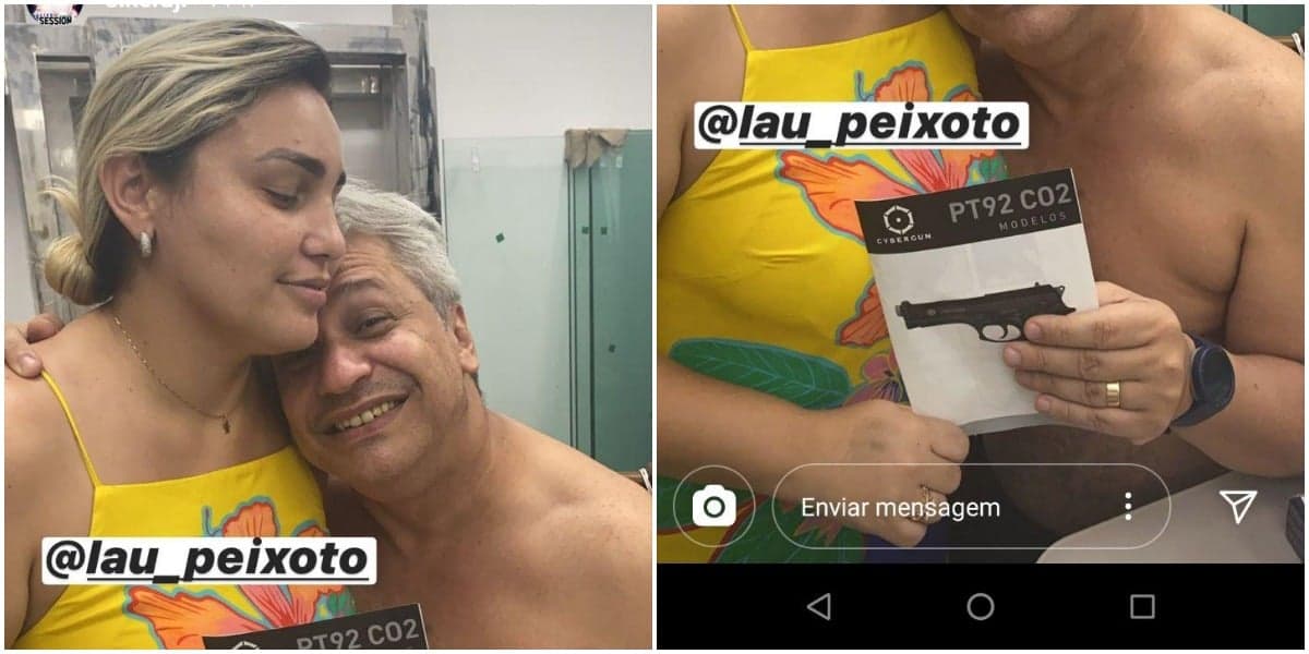 Apresentador ganha arma (Foto: Instagram) Apresentador ganha arma (Foto: Instagram)