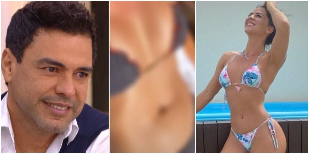Graciele Lacerda expõe partes íntimas em biquíni micro e Zezé se desespera: 'No bumbum'