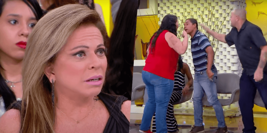 Mulher explode em palco de Casos de Família, taca a mão em homem e Christina Rocha é colocada na parede: "Tô tensa"