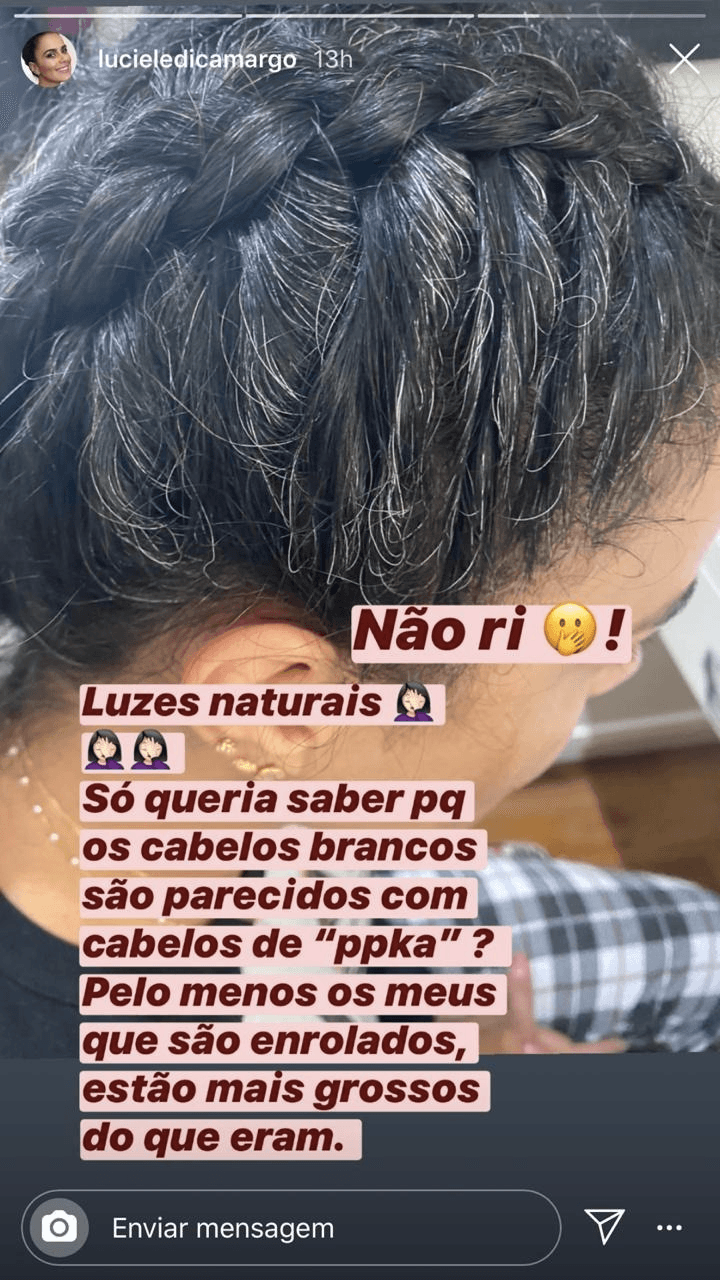 Luciele di Camargo, esposa de Denilson, em seu stories (Foto: reprodução/Instagram) Luciele di Camargo, esposa de Denilson, em seu stories (Foto: reprodução/Instagram)