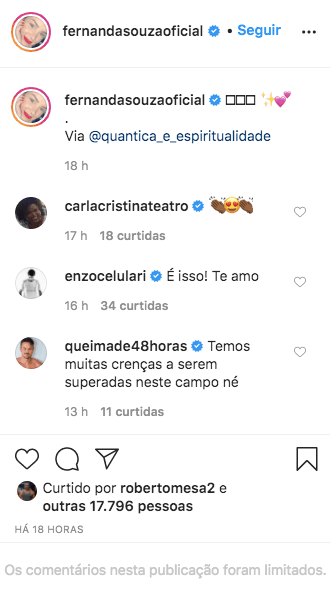 Fernanda Souza recebeu uma declaração de Enzo Celulari (Foto: reprodução/Instagram) Fernanda Souza recebeu uma declaração de Enzo Celulari (Foto: reprodução/Instagram)