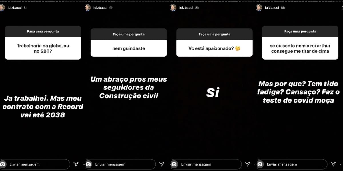 Luiz Bacci respondeu questionamento de seus seguidores (Foto: reprodução/Instagram) Luiz Bacci respondeu questionamento de seus seguidores (Foto: reprodução/Instagram)