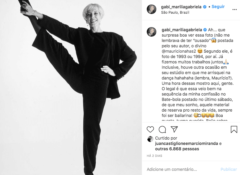 Marília Gabriela causou com sua elasticidade (Foto: reprodução/Instagram) Marília Gabriela causou com sua elasticidade (Foto: reprodução/Instagram)
