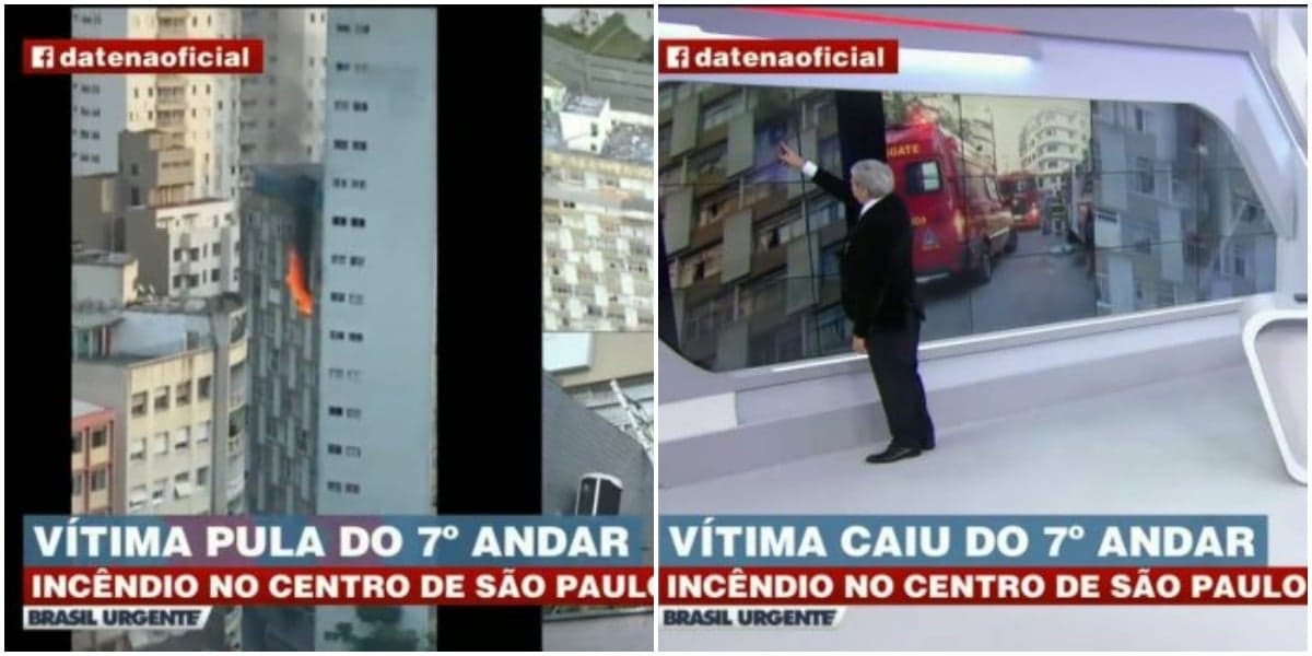 Datena mostra vítima de incêndio e causa revolta (Foto: Reprodução) Datena mostra vítima de incêndio e causa revolta (Foto: Reprodução)