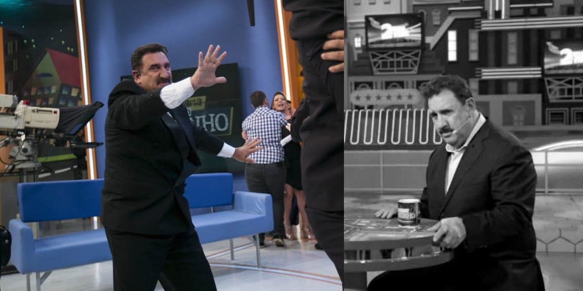 Ratinho foi golpeado em seu programa (Foto: Reprodução/SBT)