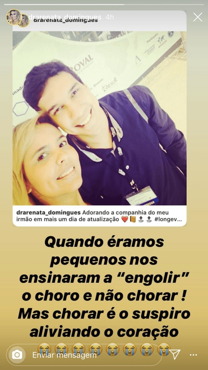 Renata Domingues, esposa de Carlos Alberto em seu storie (Foto: reprodução/Instagram)