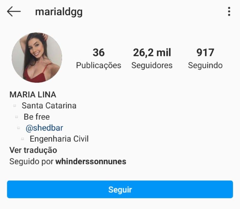O humorista segue a jovem no Instagram