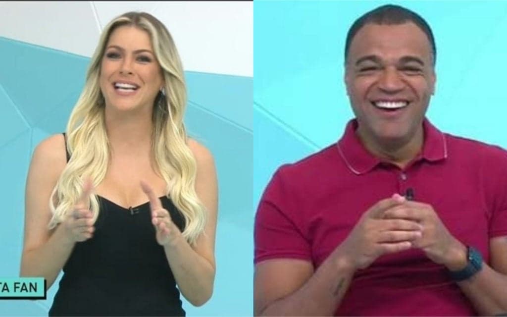 Renata Fan levanta a saia ao vivo, e após negar beijo de Denilson, cede e faz revelação bomba: "Está reinando"