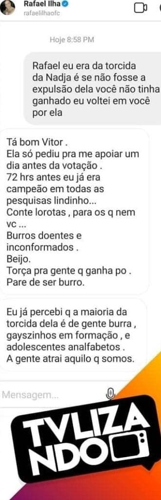 Publicação de Rafael Ilha (Foto: Reprodução)