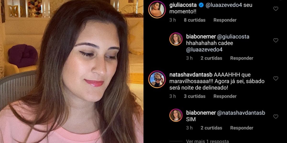 Bia Bonemer recebeu mensagem de Giulia Costa e Natasha Dantas (Foto: Reprodução/Instagram) Bia Bonemer recebeu mensagem de Giulia Costa e Natasha Dantas (Foto: Reprodução/Instagram)