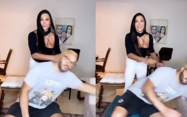 Gracyanne Barbosa fez uma brincadeira dom Belo e deu tapa no cantor (Foto: Reprodução/ Instagram) Gracyanne Barbosa fez uma brincadeira dom Belo e deu tapa no cantor (Foto: Reprodução/ Instagram)