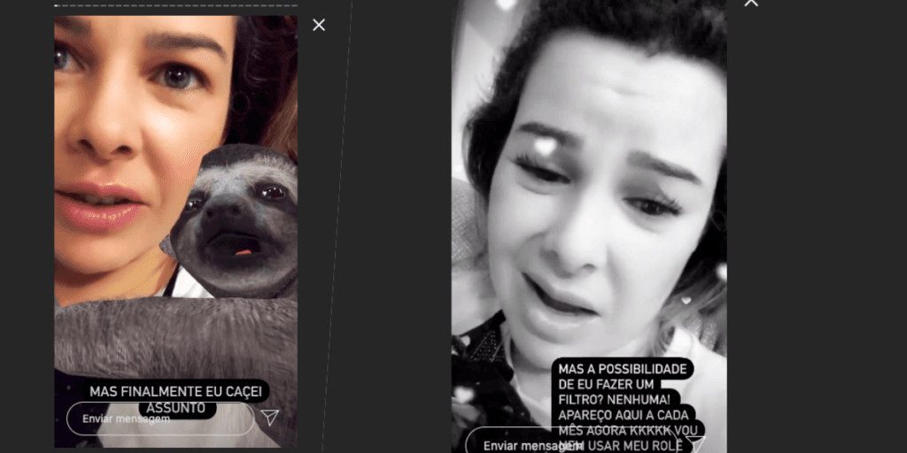 Fernanda Souza surgiu agarrada com bicho preguiça, mas calma! Era só um filtro do Instagram (Foto montagem) 