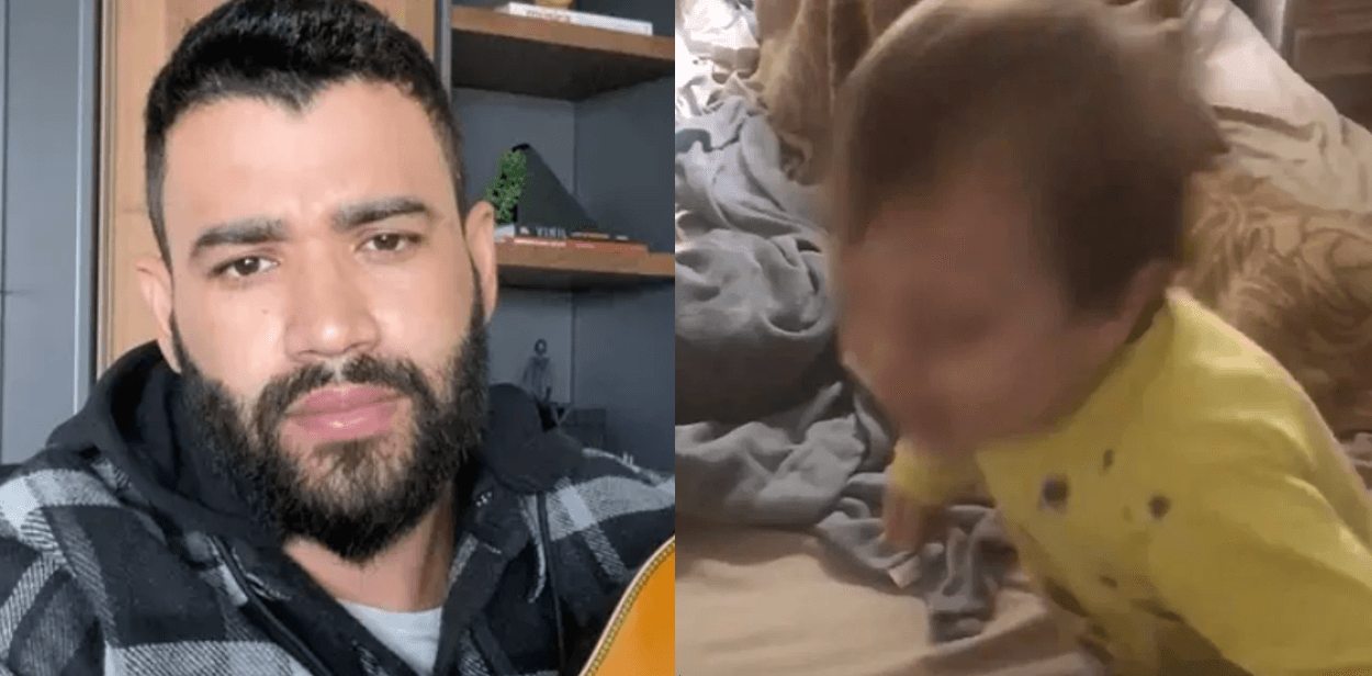 Gusttavo Lima aterroriza crianças em meme (Foto: Montagem) Gusttavo Lima aterroriza crianças em meme (Foto: Montagem)