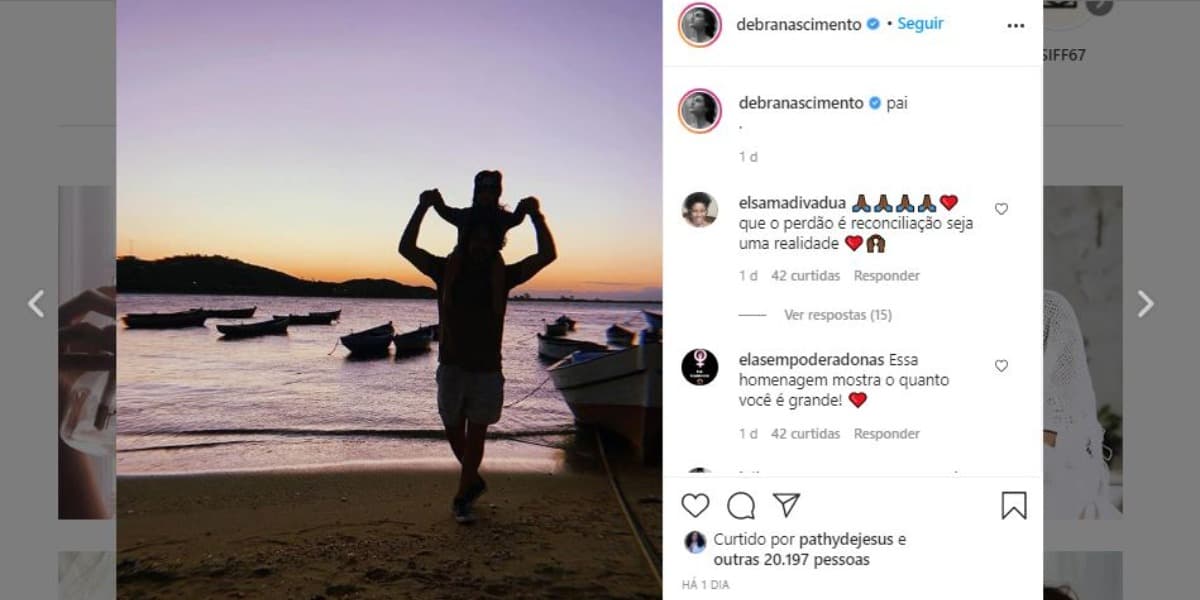 Débora Nascimento publicou foto de José Loreto com a sua filha, Bella, no Dia dos Pais (Foto: Reprodução/Instagram)