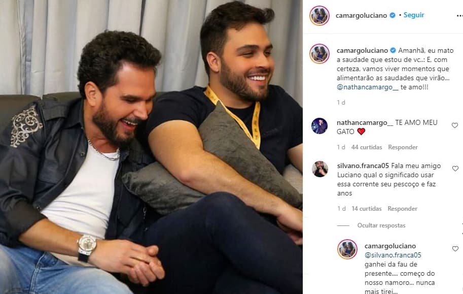 Print de publicação de Luciano no Instagram (Foto: Reprodução) Print de publicação de Luciano no Instagram (Foto: Reprodução)