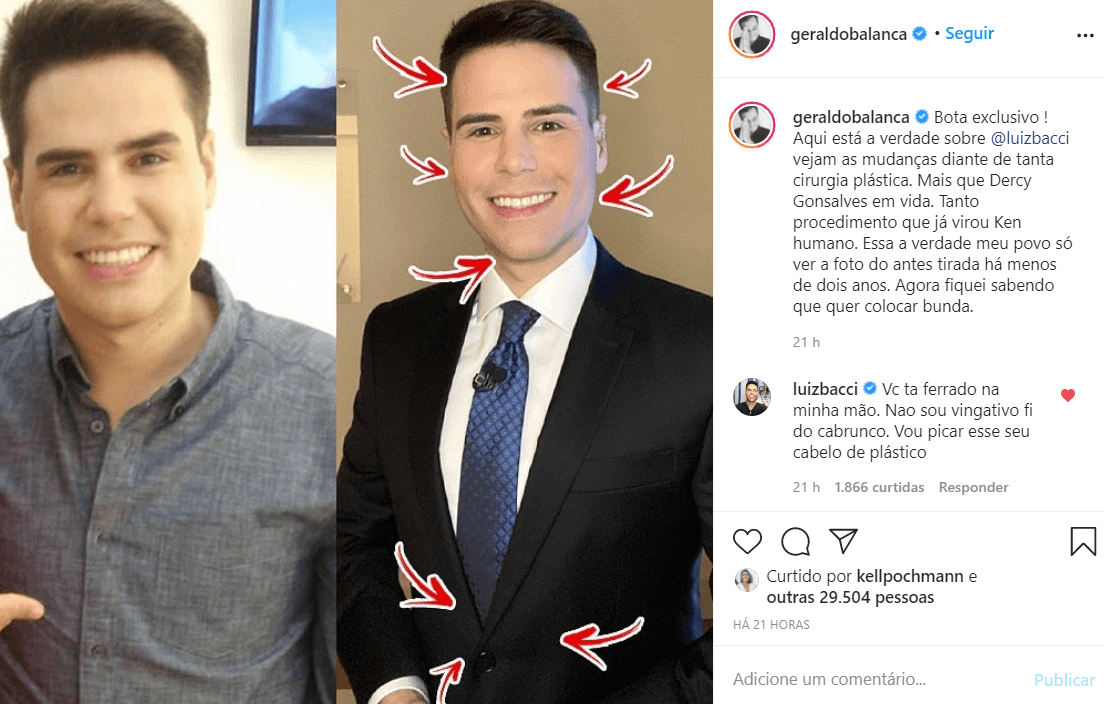 Bacci em antes e depois criado por Geraldo (Foto: Reprodução / Instagram)