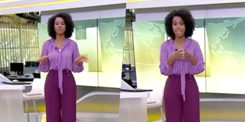 Maju Coutinho, no Jornal Hoje, entra às pressas, se descuida e deixa papel higiênico vazar ao vivo: "Alguém avisa"