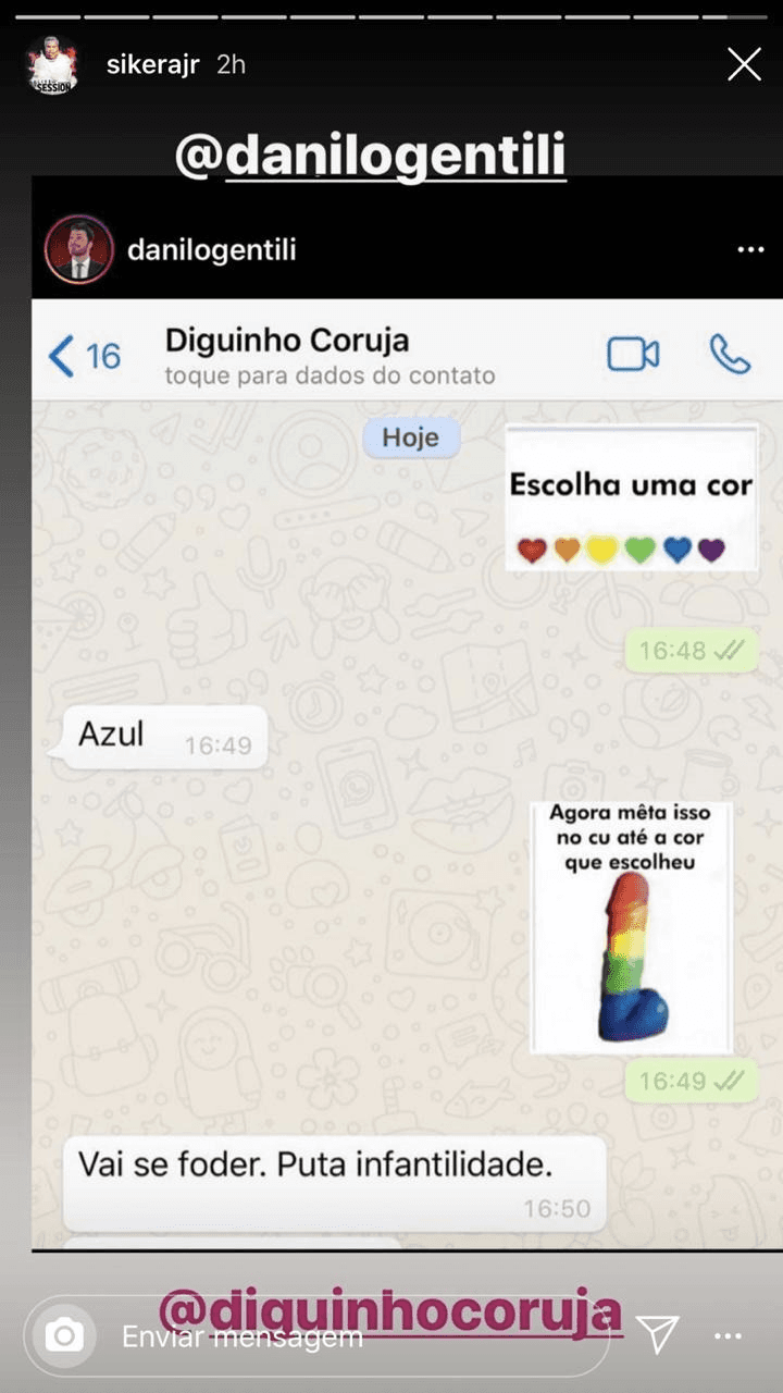 Sikêra Jr. escancarou uma conversa de Danilo Gentili (Foto: reprodução/Instagram)