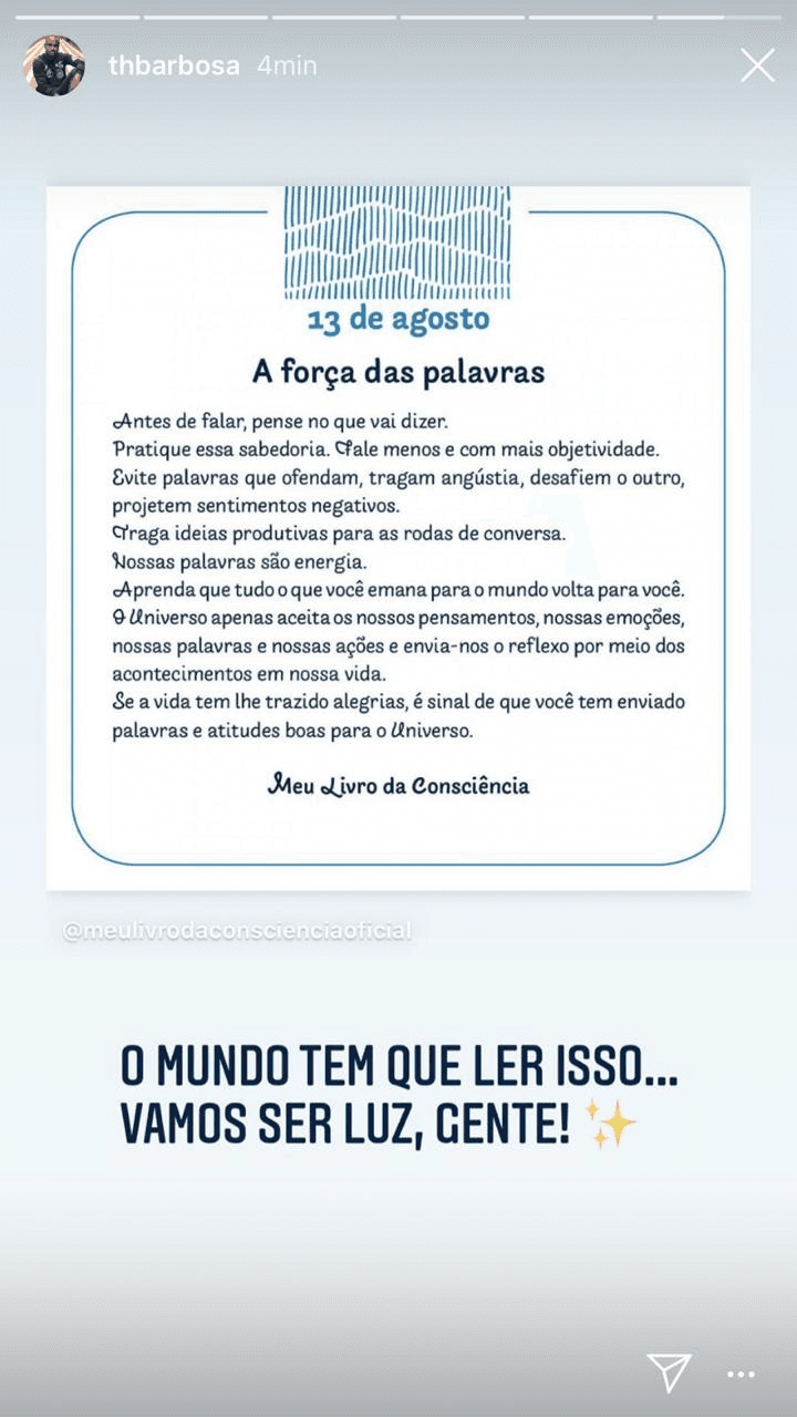 Thiaguinho em seus stories (Foto: reprodução/Instagram)