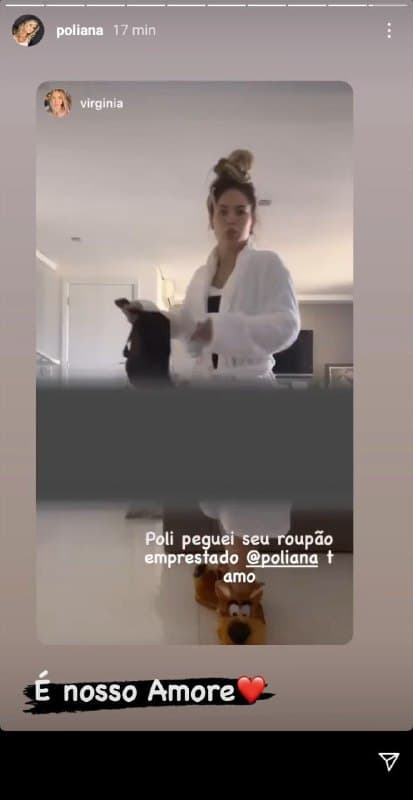 Namorada de Zé Felipe surgiu usando o roupão de Poliana Rocha (Foto: Reprodução/ Instagram) Namorada de Zé Felipe surgiu usando o roupão de Poliana Rocha (Foto: Reprodução/ Instagram)