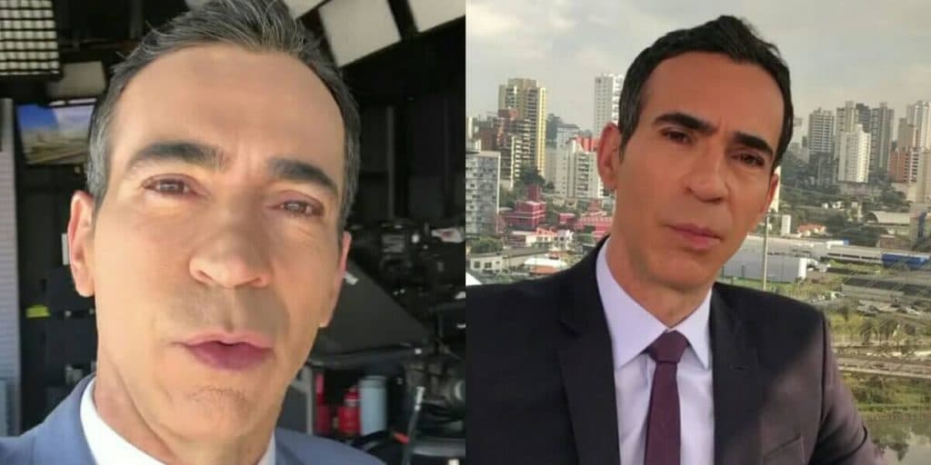 Cesar Tralli é flagrado no meio da rua, sentado, mexendo no computador a espreita e verdade é chutada: "Escondido"