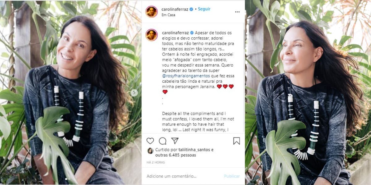Carolina Ferraz cortará o cabelo após interpretar personagem em websérie (Foto: Reprodução/Instagram) Carolina Ferraz cortará o cabelo após interpretar personagem em websérie (Foto: Reprodução/Instagram)