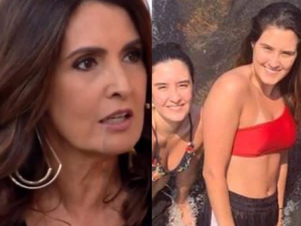 Filhas de Fátima e Bonner vão à cachoeira, são flagradas com primo gostosão só de sunga e elas quebram protocolo de vez