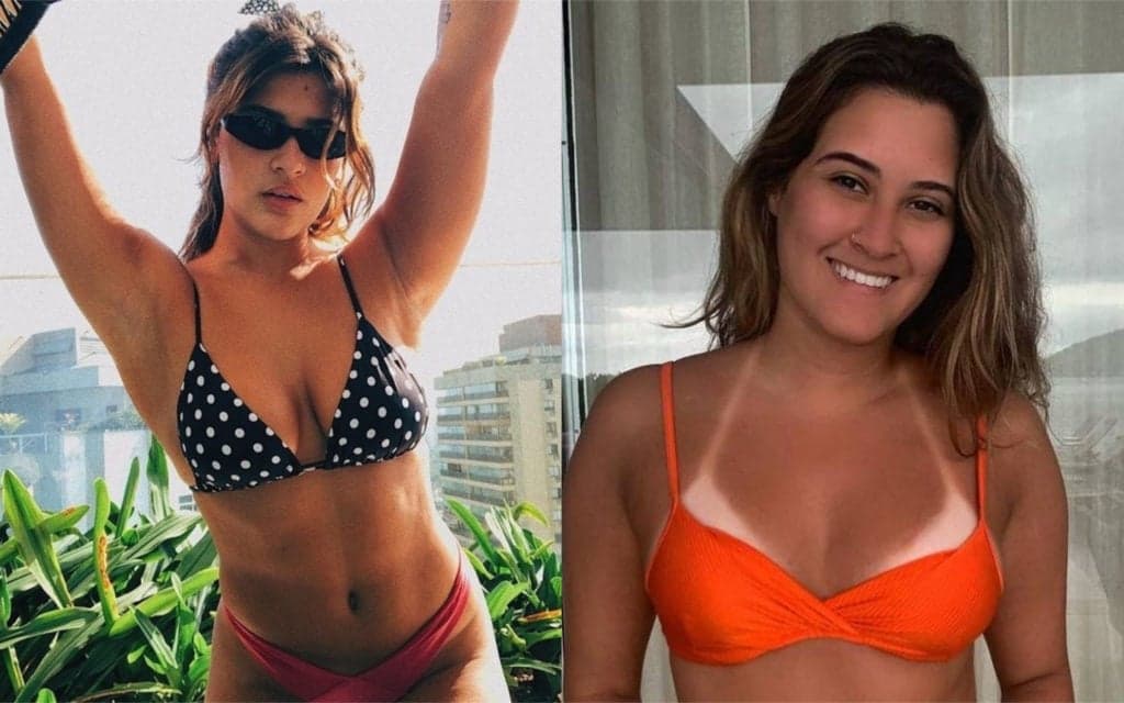 Filha de Flavia Alessandra se declara a Bia Bonemer, fica de biquíni branco fininho e parte íntima explode: "Bico"