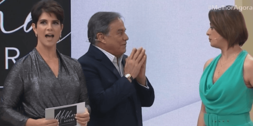 Mariana Godoy é surpreendida com atitude de Ronnie Von em estreia na Band, e é obrigada a se explicar: "Já chegou beijando"