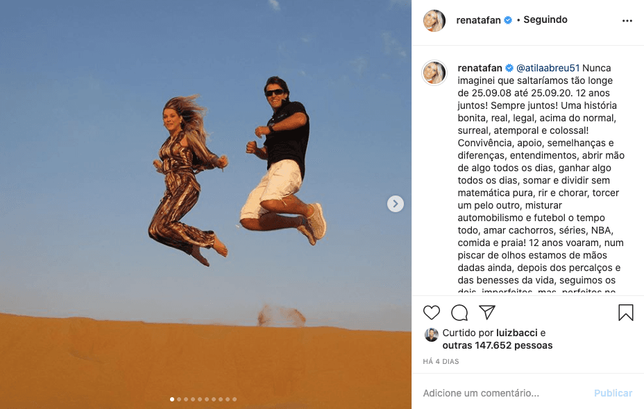 Renata Fan se declarou para o namorado (Foto: reprodução)