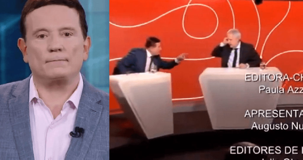 Roberto Cabrini e Augusto Nunes tem discussão feia ao vivo durante estreia de novo programa; jornalista nega