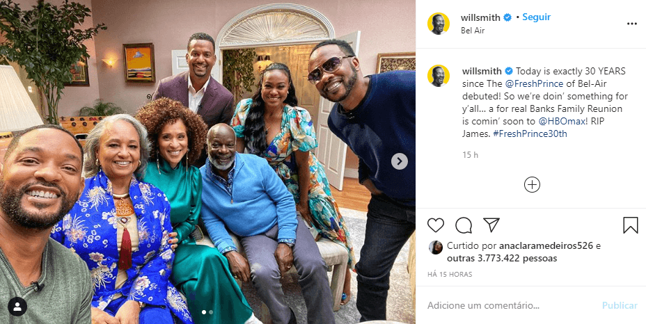 O ator Will Smith compartilhou foto com seus seguidores - Foto: Montagem