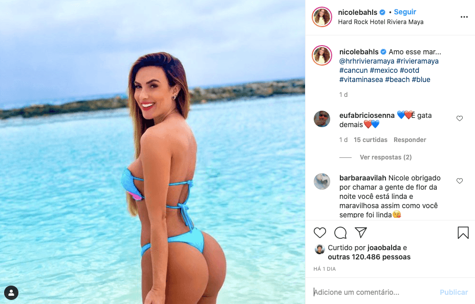 Nicole Bahls aposta em fio-dental 