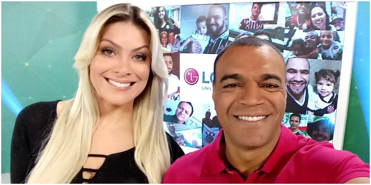 Denilson apareceu em foto junto de Renata Fan e brincou com situação (Foto: Reprodução) Denilson apareceu em foto junto de Renata Fan e brincou com situação (Foto: Reprodução)