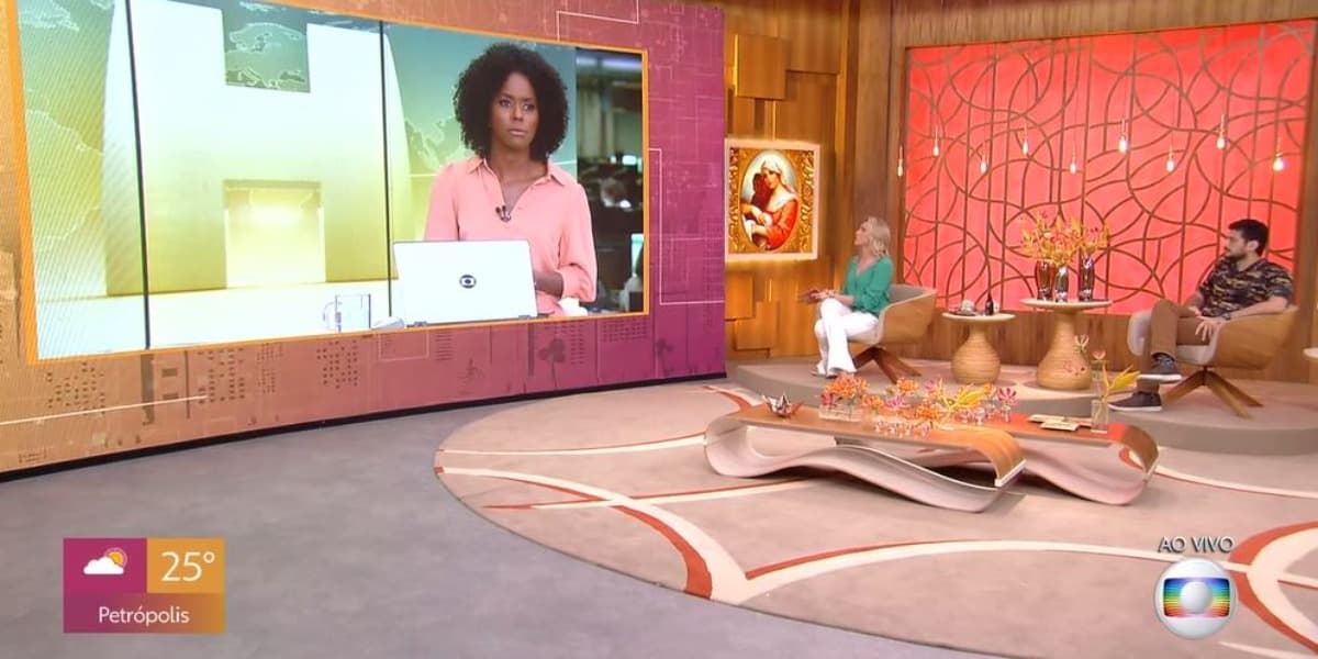 Maju Coutinho entrou ao vivo no "Encontro", com Fernanda Gentil (Foto: Reprodução/TV Globo) Maju Coutinho entrou ao vivo no "Encontro", com Fernanda Gentil (Foto: Reprodução/TV Globo)