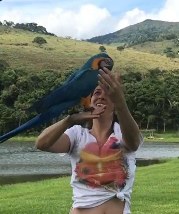 William Bonner no matagal com a esposa Natasha Dantas (Foto reprodução) 