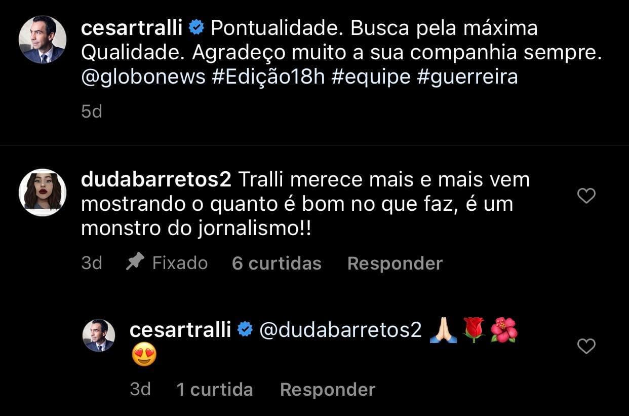 César Tralli recebeu elogio de fã (Foto: Reprodução/Instagram)
