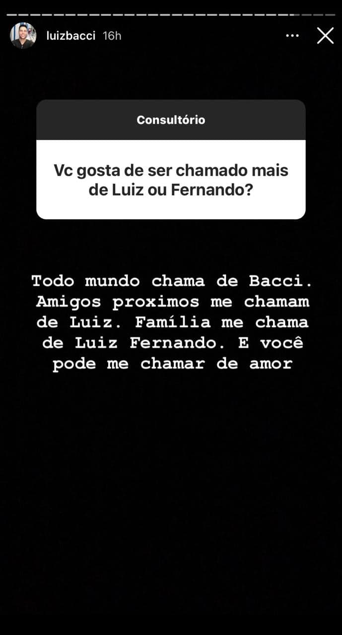 Luiz Bacci responde questionamento sobre sua vida íntima e revela detalhes nas redes sociais (Reprodução: Instagram) 