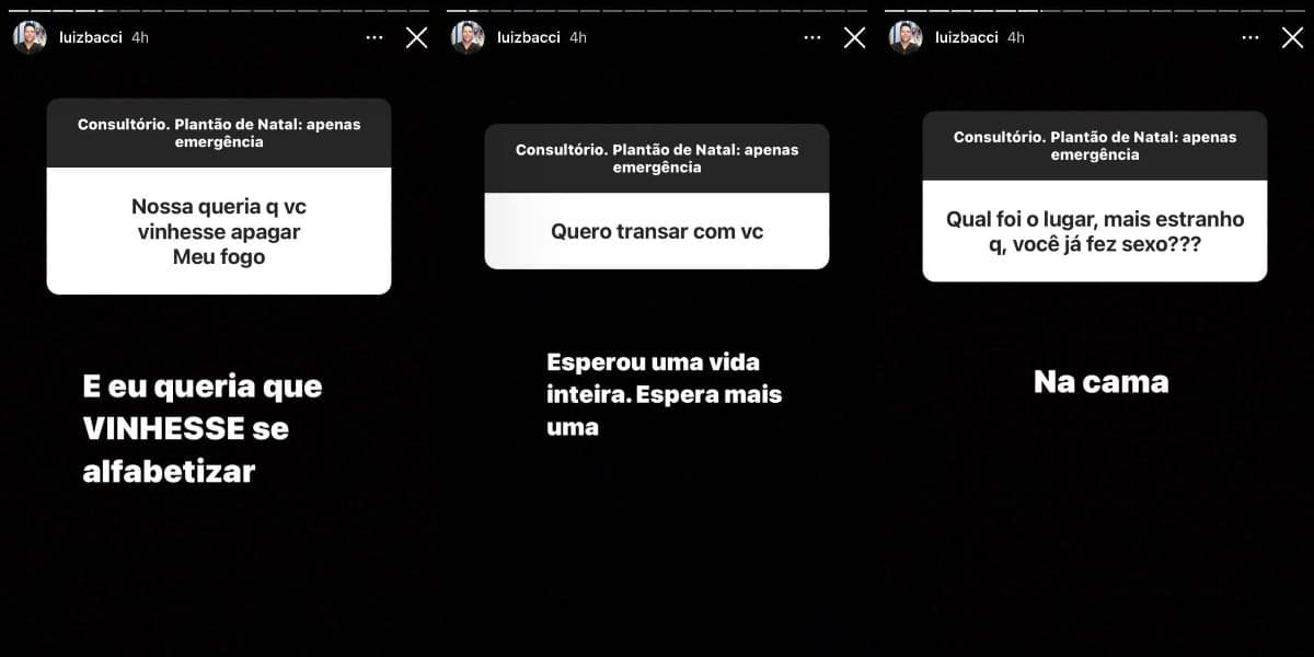 Luiz Bacci recebeu mensagens para lá de ousadas e deu respostas ainda mais afiadas em suas redes sociais (Foto: Reprodução/Instagram)