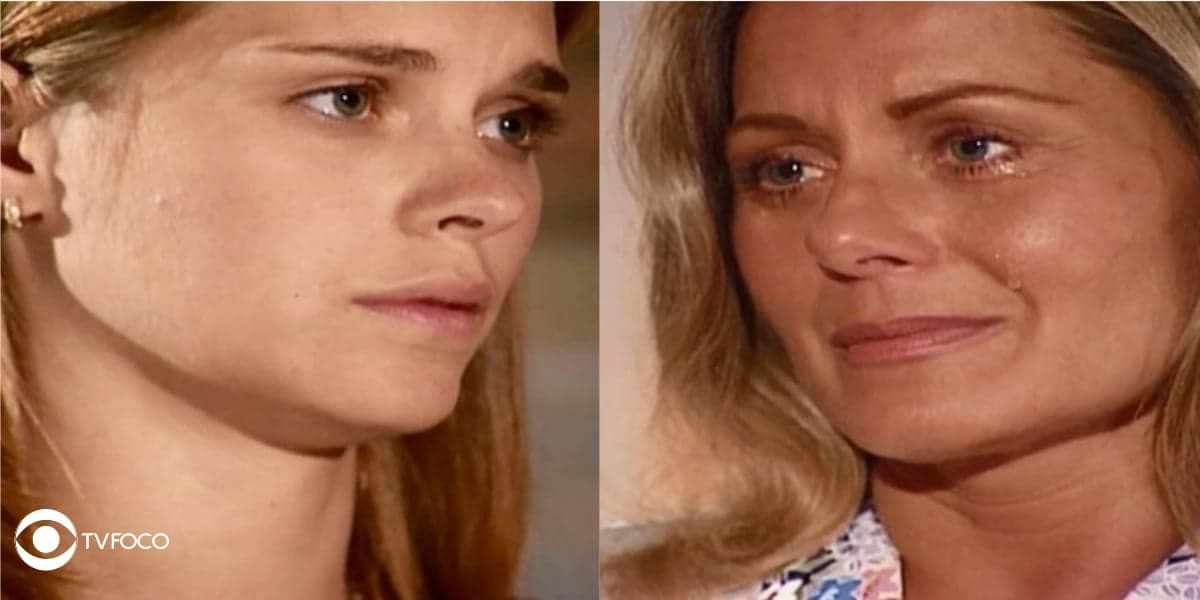 Fotomontagem de Helena e Camila na trama de Laços de Família