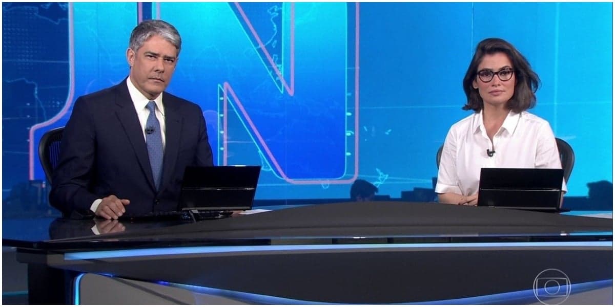William Bonner e Fátima Bernardes no comando do Jornal Nacional na Globo - Foto: Reprodução