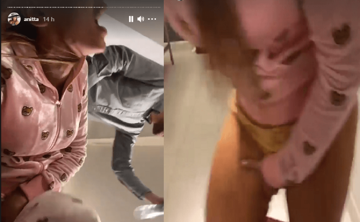 Anitta explodiu rojão bem na sua parte íntima (Foto: Reprodução)