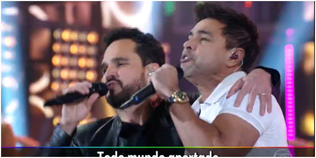 Zezé Di Camargo e Luciano vão ao Faustão e mostram nova canção ao público (Foto: Reprodução)