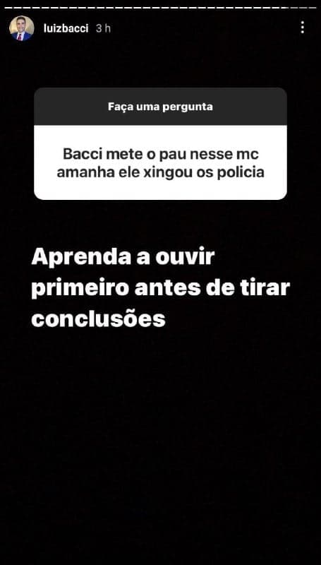 Apresentador falou da polêmica da prisão de um MC 