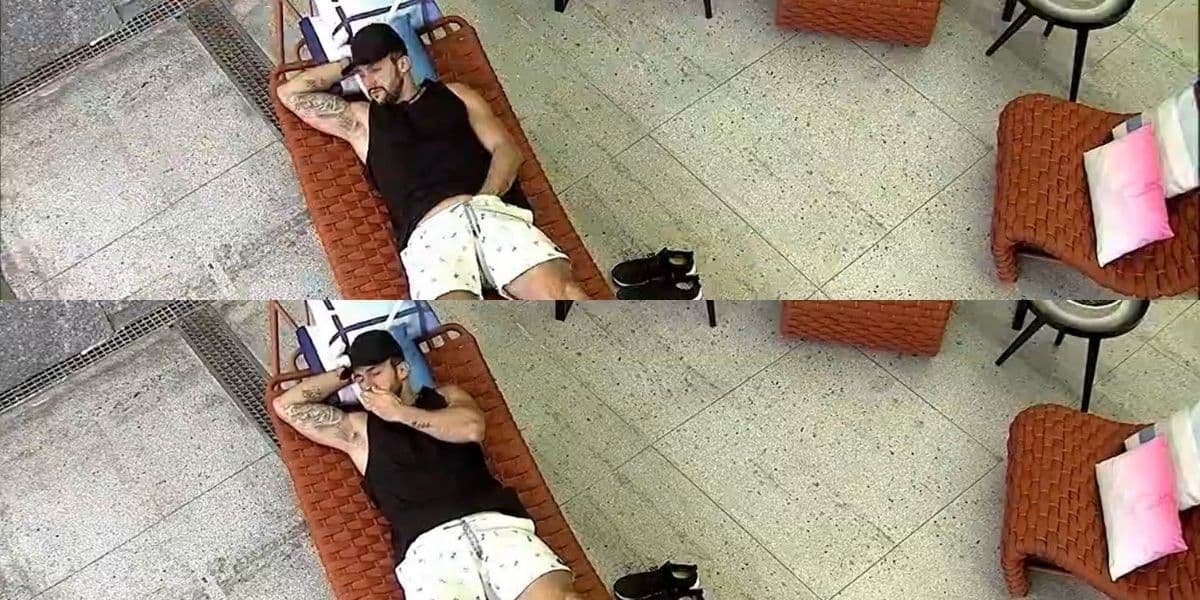 Momento em que Arthur Picoli é flagrado por Ana Maria Braga, ao vivo na Globo (Foto: Reprodução / Globo)