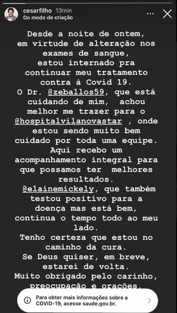 Apresentador fez pronunciamento em suas redes sociais Apresentador fez pronunciamento em suas redes sociais