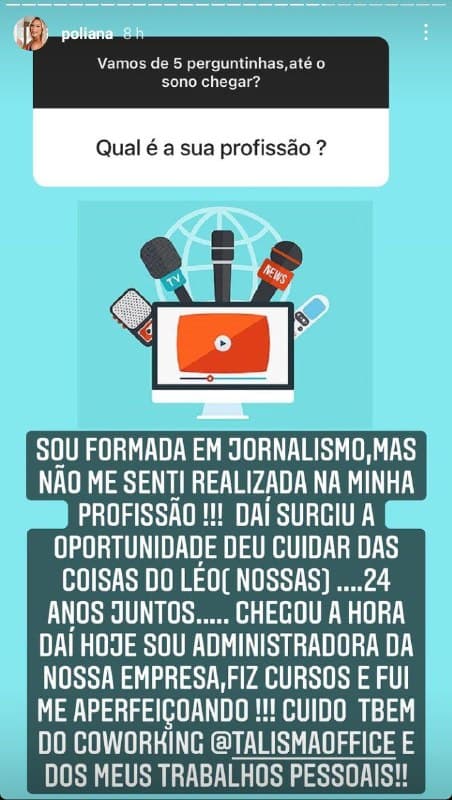 Poliana Rocha falou dos negócios que possui com Leonardo (Foto: Reprodução)