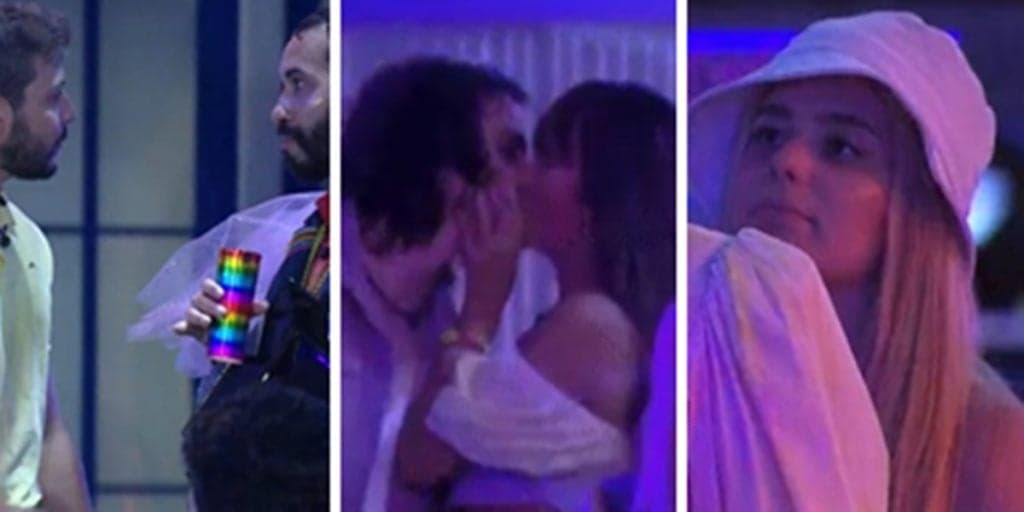 Festa do BBB21 tem Caio envenenando Gil contra Juliette, Fiuk e Thais trocando selinho e Viih Tube atrás de briga