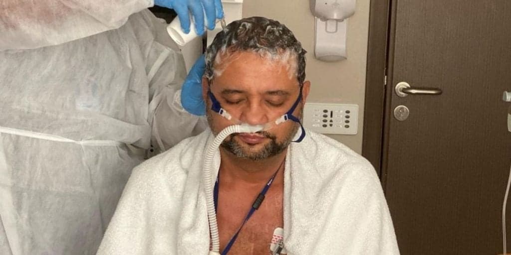 Geraldo Luís surge em hospital ligado a fios, e lutando para viver, após perder movimento das pernas e 70% de pulmão